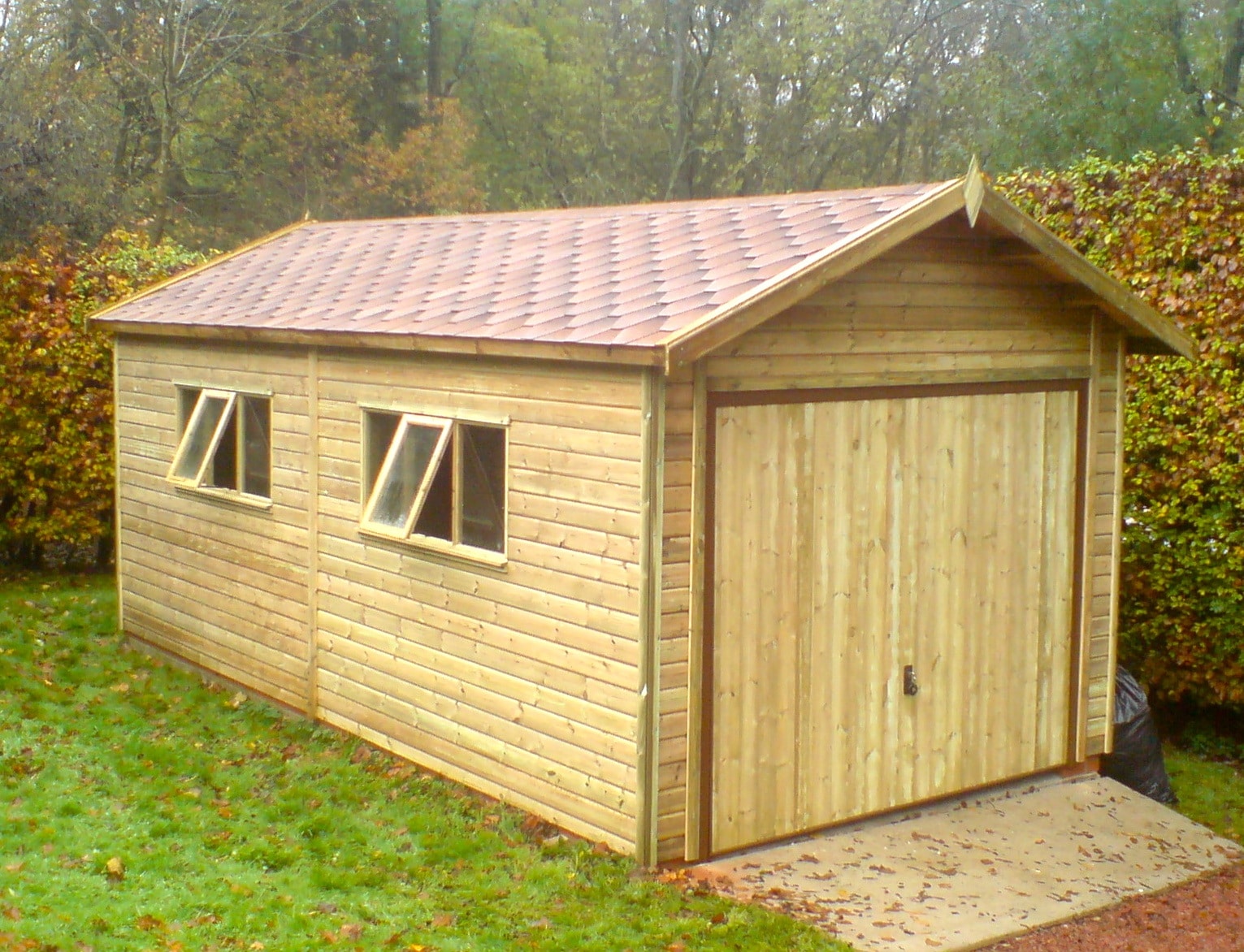 wooden single garage