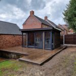 Garden Offices: Antique Oak Mill Board Composite Cladding and Mill Board Decking