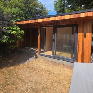 5.7m x 3.0m Cedar Garden Office with Gazebo