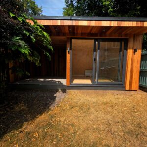 5.7m x 3.0m Cedar Garden Office with Gazebo